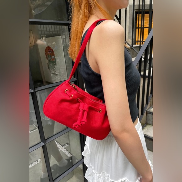 Brandy Melville Bags Brandy Melville Red Canvas Shoulder Bag Poshmark